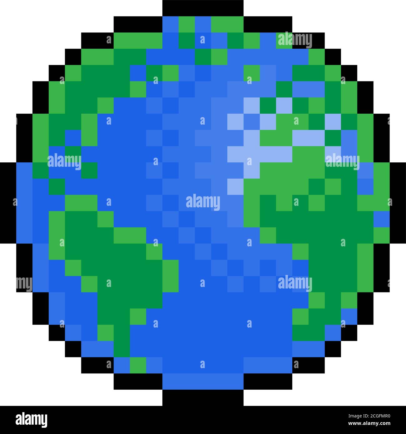 World Earth Globe otto bit pixel Art Game icona Illustrazione Vettoriale