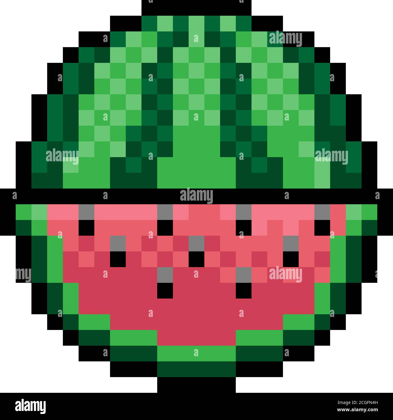 Cocomero frutta pixel Art otto bit icona di gioco Illustrazione Vettoriale