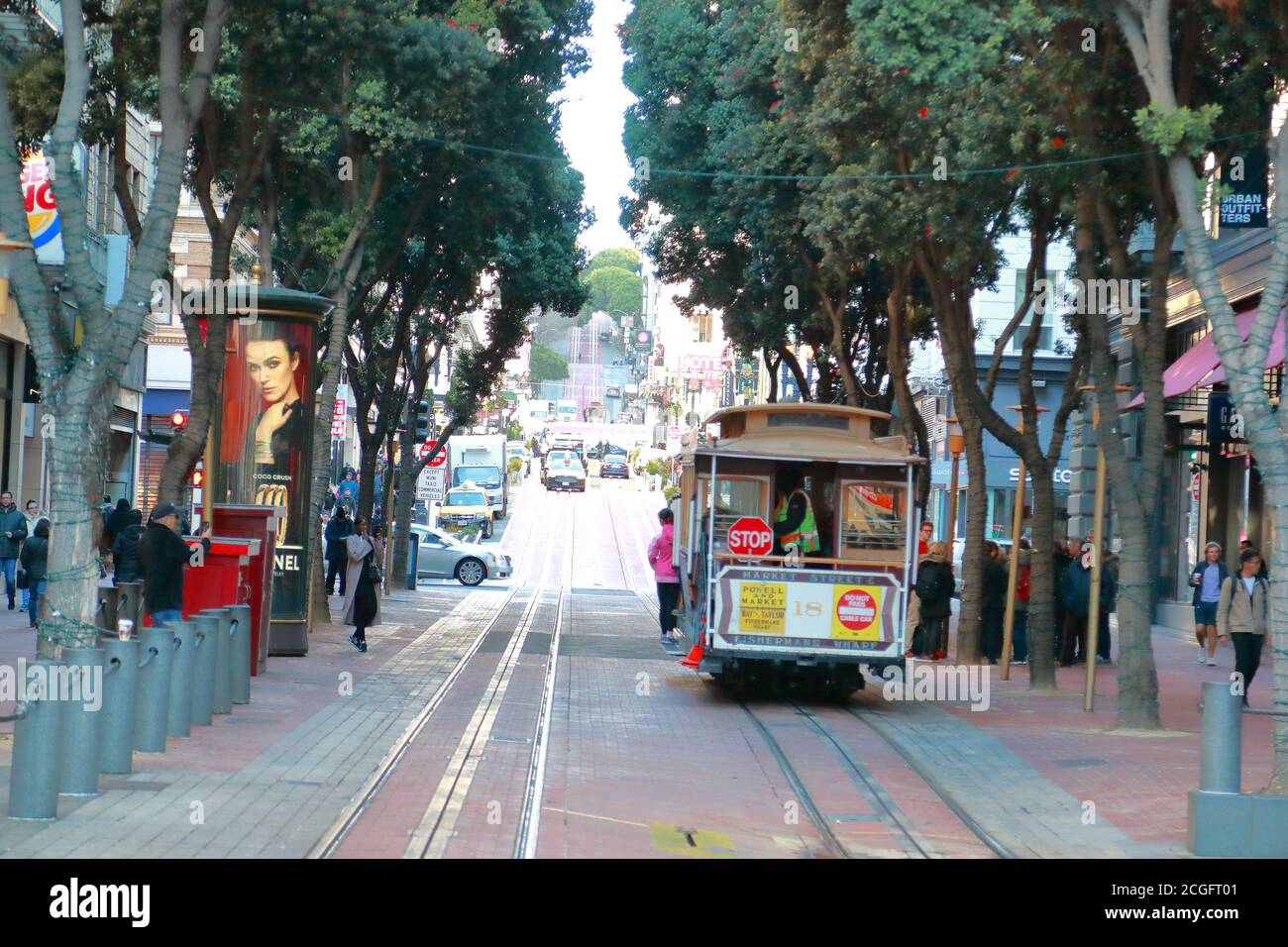 Funivia a Market Street, San Francisco, USA Foto Stock