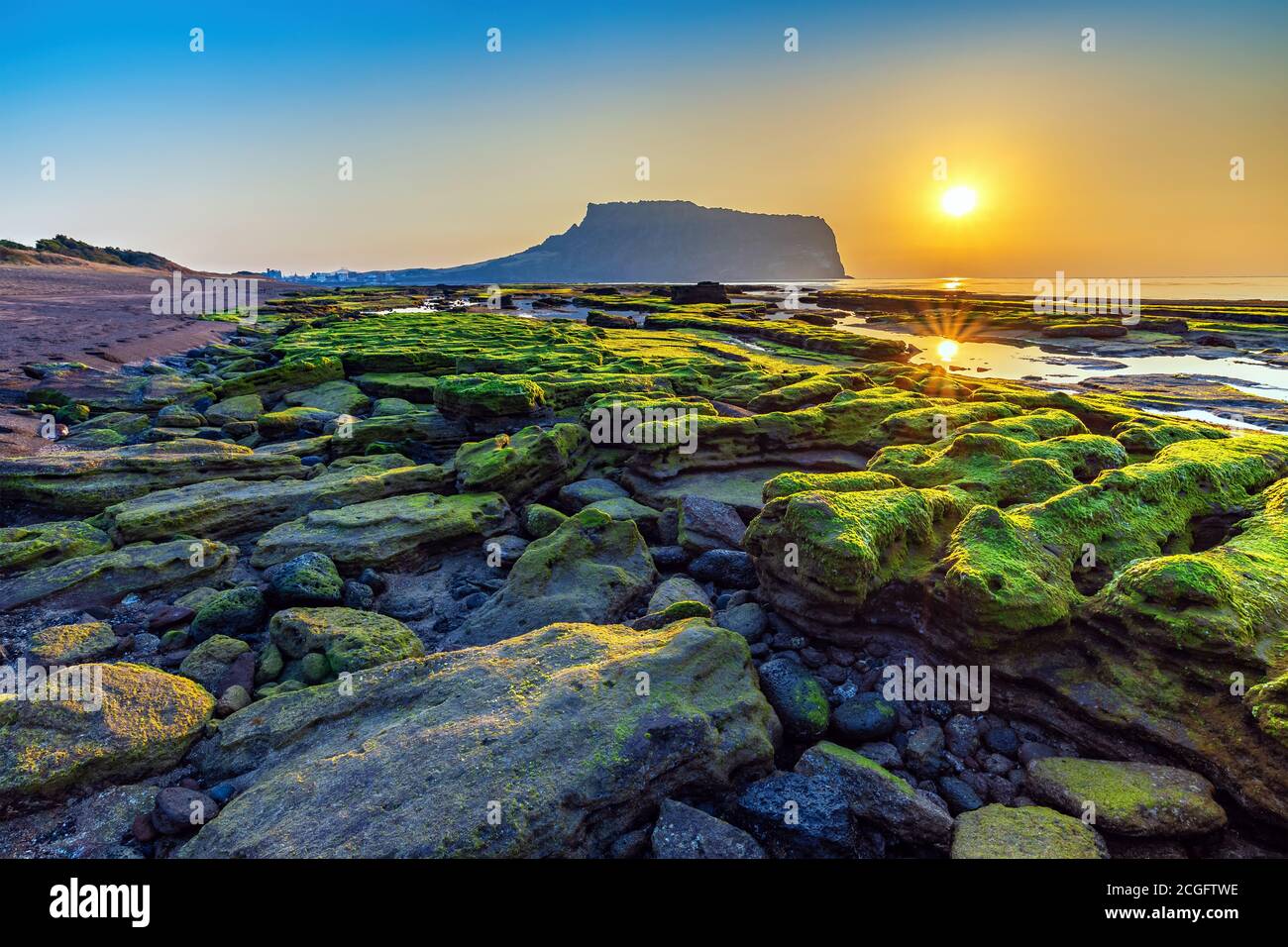 Jeju Island Corea Del Sud, Alba Natura Paesaggio A Jeju Do Seongsan Ilchulbong Foto Stock