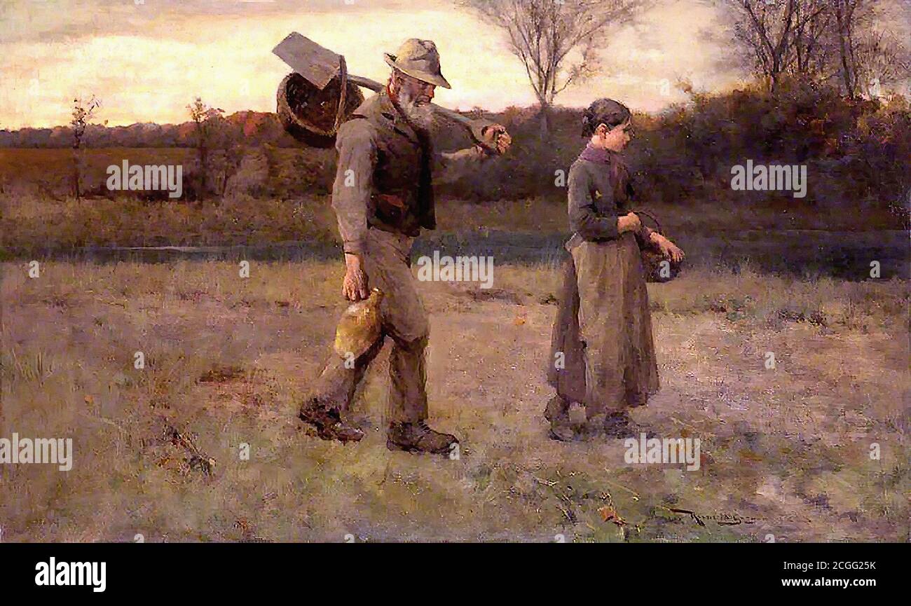 McGregor Robert - l'uomo esce al suo lavoro e. Al suo lavoro fino a sera - British School - 19 Secolo Foto Stock