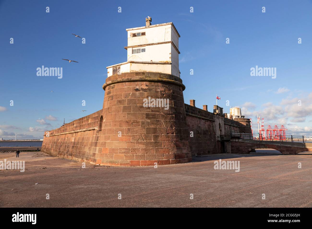 Fort Perch Rock, New Brighton, Wirral, Merseyside, Inghilterra Foto Stock