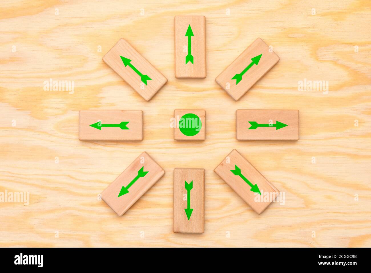 cubetti di legno in discussione Foto Stock