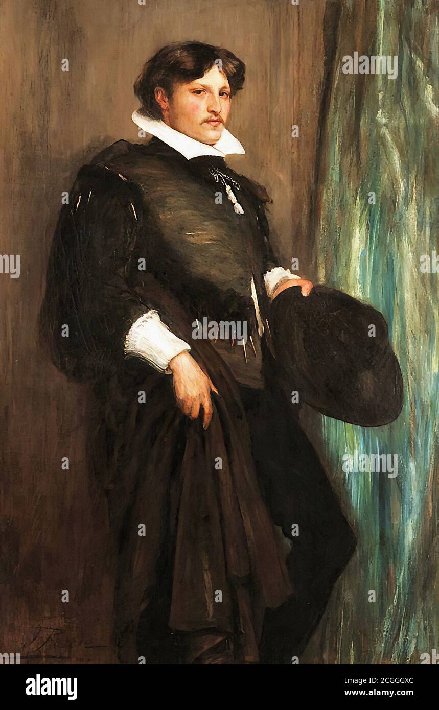 Pettie Giovanni - Ritratto di un Gentleman nel XVII secolo Costume - Scuola Britannica - XIX secolo Foto Stock