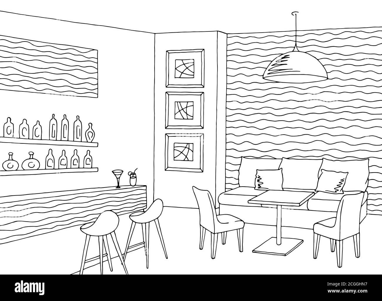 bar disegni - 9 Cafe bar interior design flat immagini e fotografie stock ad alta risoluzione - Alamy