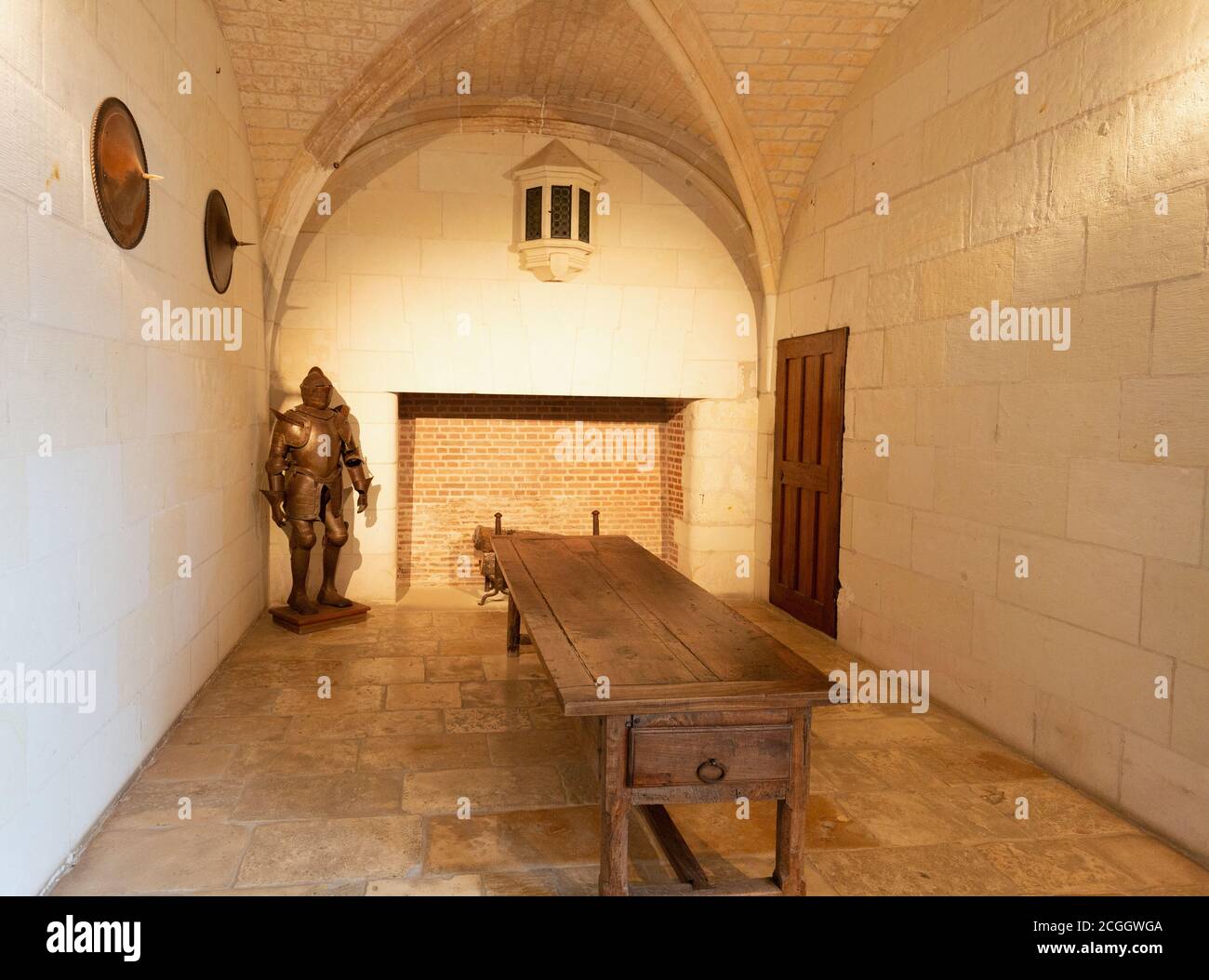 Amboise Chateau interno - la Sala della Guardia nel castello medievale D'Amboise, Amboise, Francia Europa Foto Stock