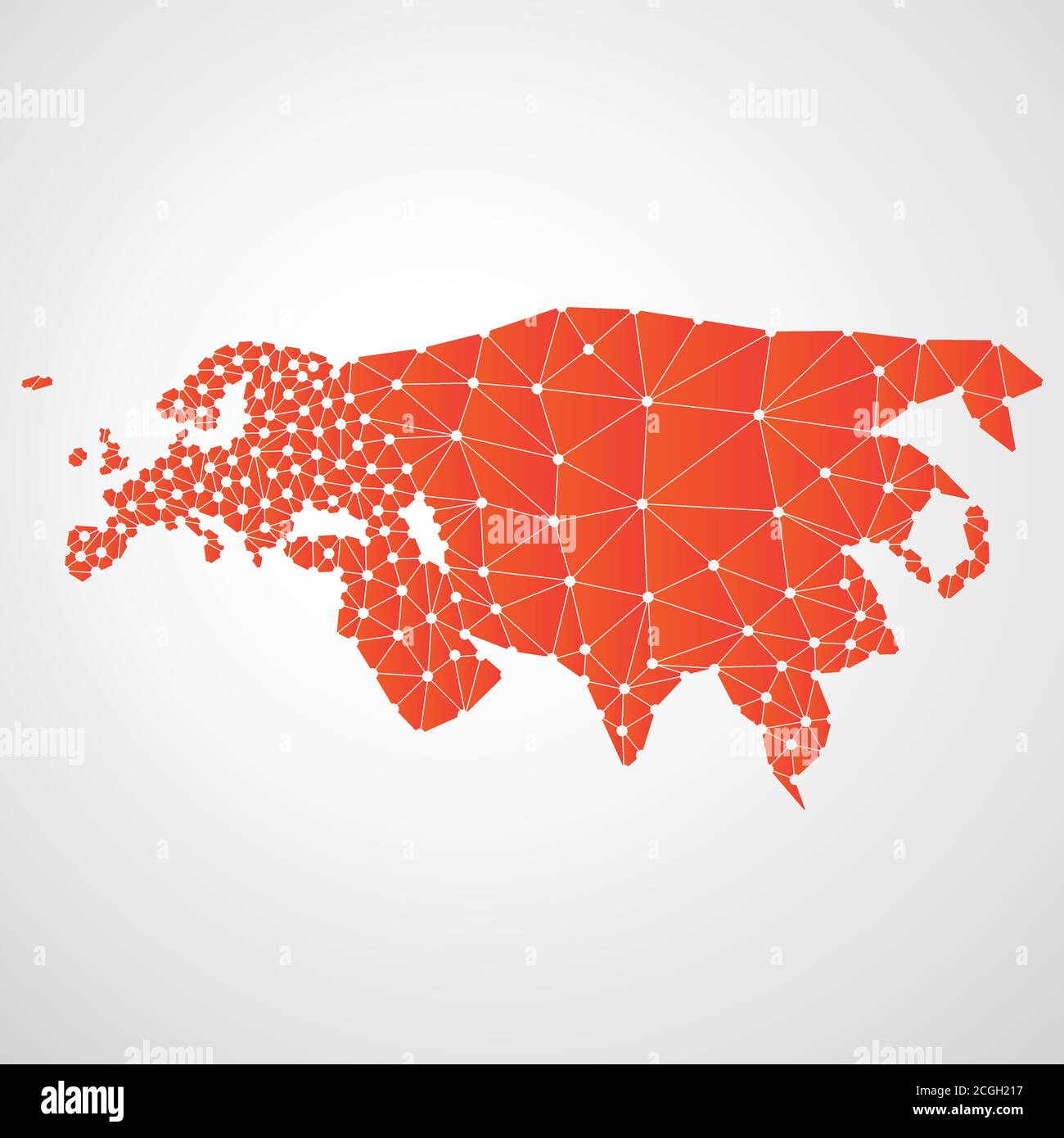 Mappa poligonale astratta di Eurasia con connessioni di rete digitali - Minimal Modern Style Technology background, Creative Design Illustration Template Illustrazione Vettoriale