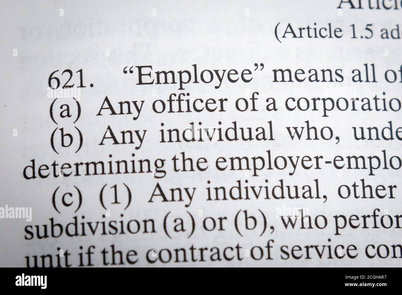 Los Angeles, California, USA - 2 febbraio 2020: Codice occupazione CUIC per dipendenti e appaltatori indipendenti Foto Stock