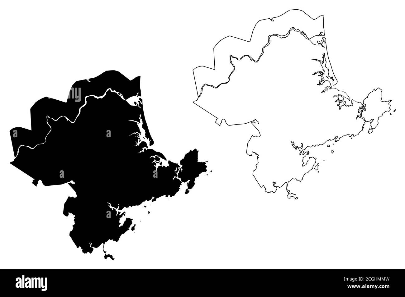 Essex County, Commonwealth of Massachusetts (Stati Uniti, Stati Uniti d'America, Stati Uniti, Stati Uniti, Stati Uniti) mappa vettoriale, scrimble schizzo Essex mappa Illustrazione Vettoriale