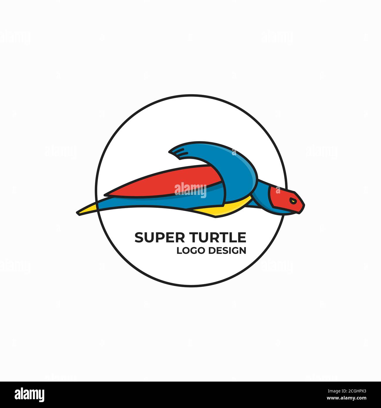 Modello con logo Super tartaruga Illustrazione Vettoriale
