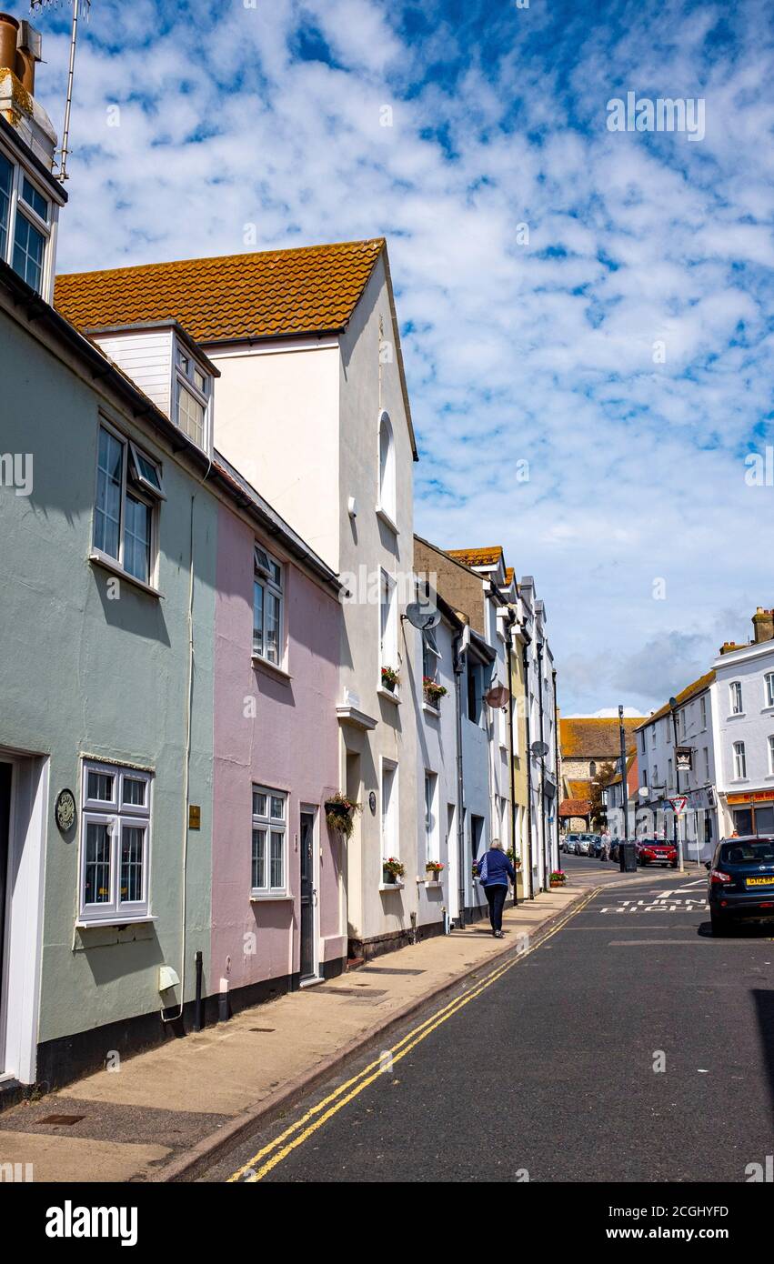 Seaford East Sussex vista città e paesaggi - cottage pittoreschi e case a schiera Foto Stock