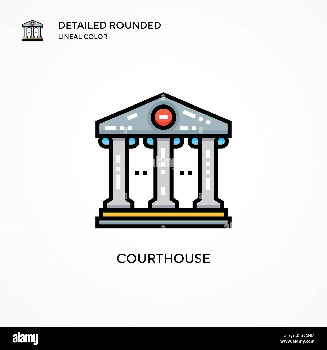 Icona vettore del tribunale. Concetti moderni di illustrazione vettoriale. Facile da modificare e personalizzare. Illustrazione Vettoriale