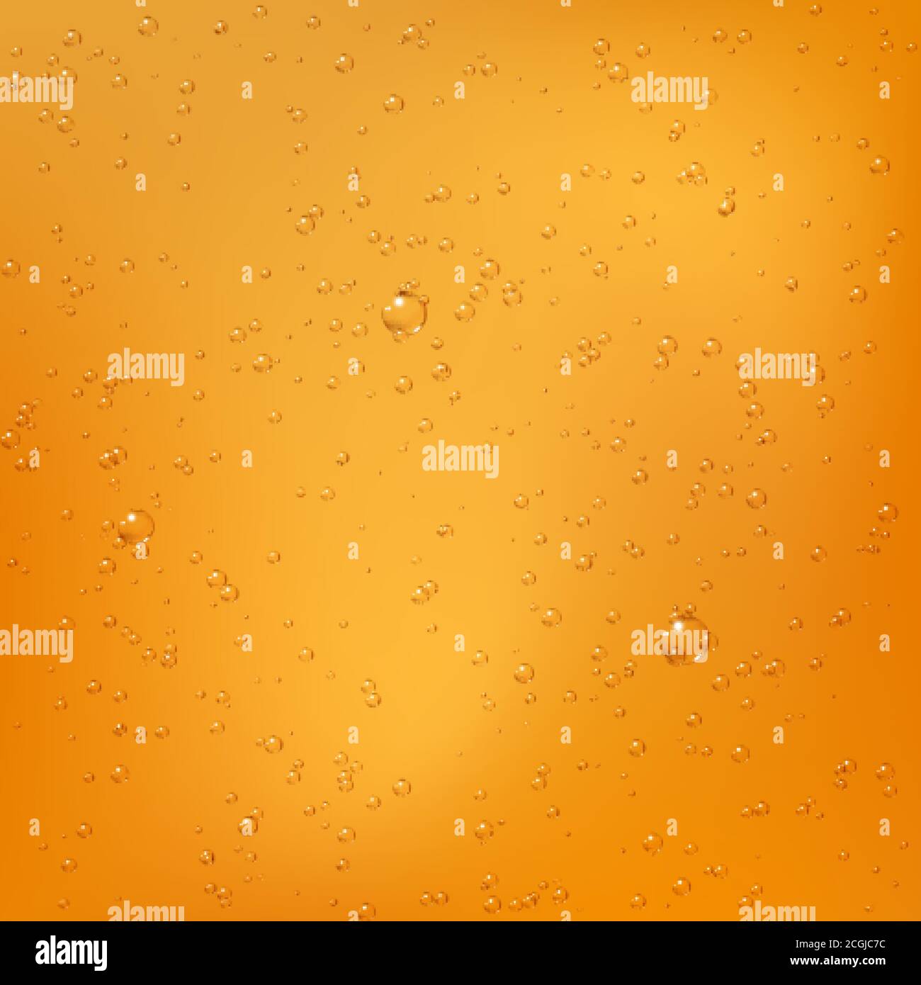 Bolle in liquido dorato. Olio o miele con bolle. Goccia di birra. Illustrazione vettoriale Illustrazione Vettoriale