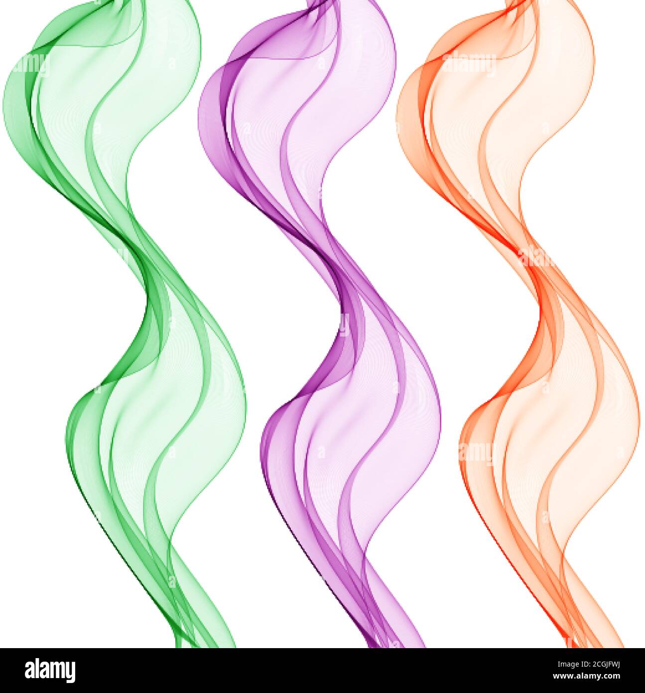 Set di forme d'onda colorate astratte. Onde rosse, verdi, viola. eps 10 Illustrazione Vettoriale