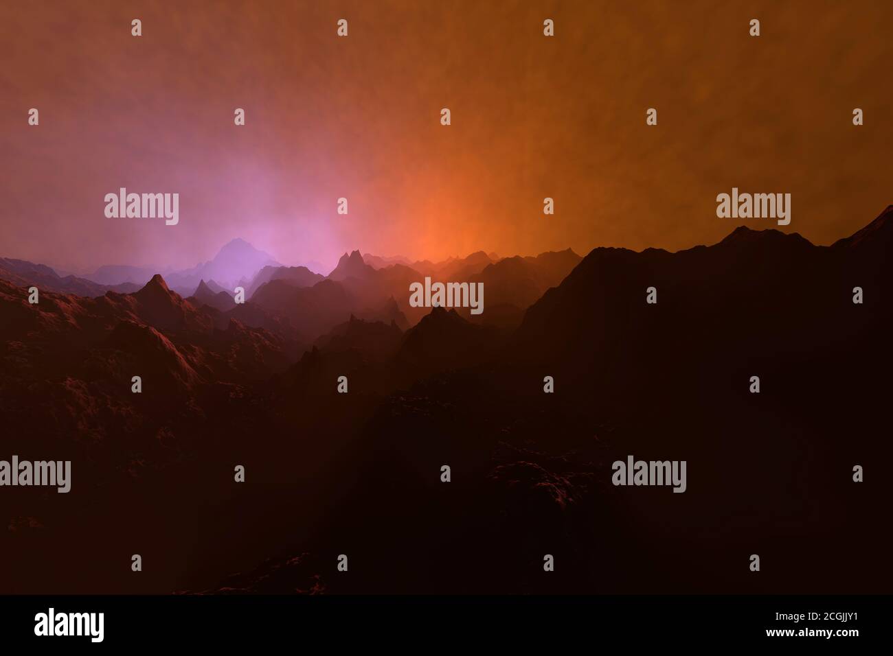 Illustrazione 3D della superficie del pianeta Marte. Foto Stock