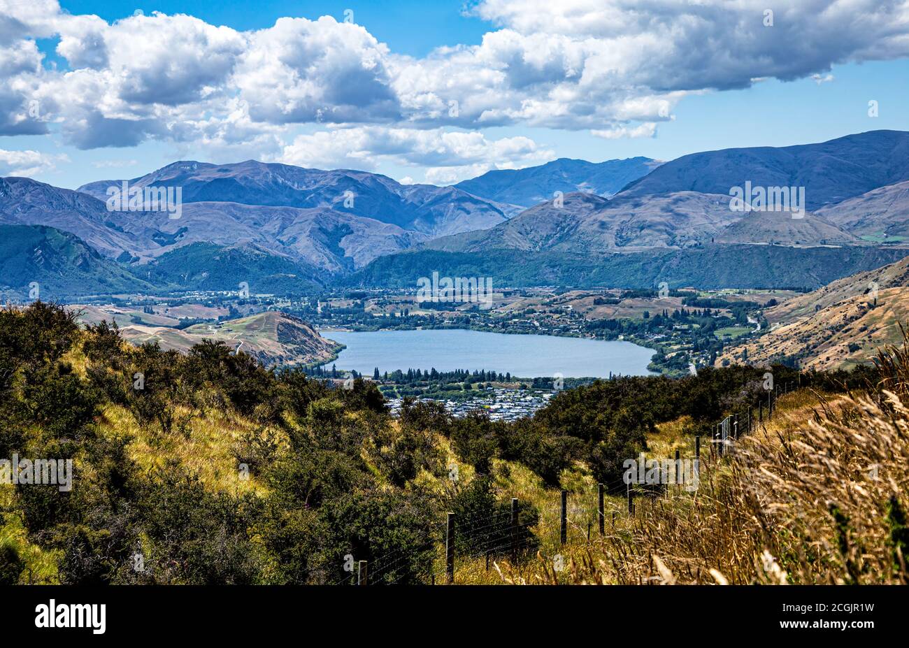 Queenstown, Lago Hayes, Isola del Sud, Nuova Zelanda, Oceania. Foto Stock