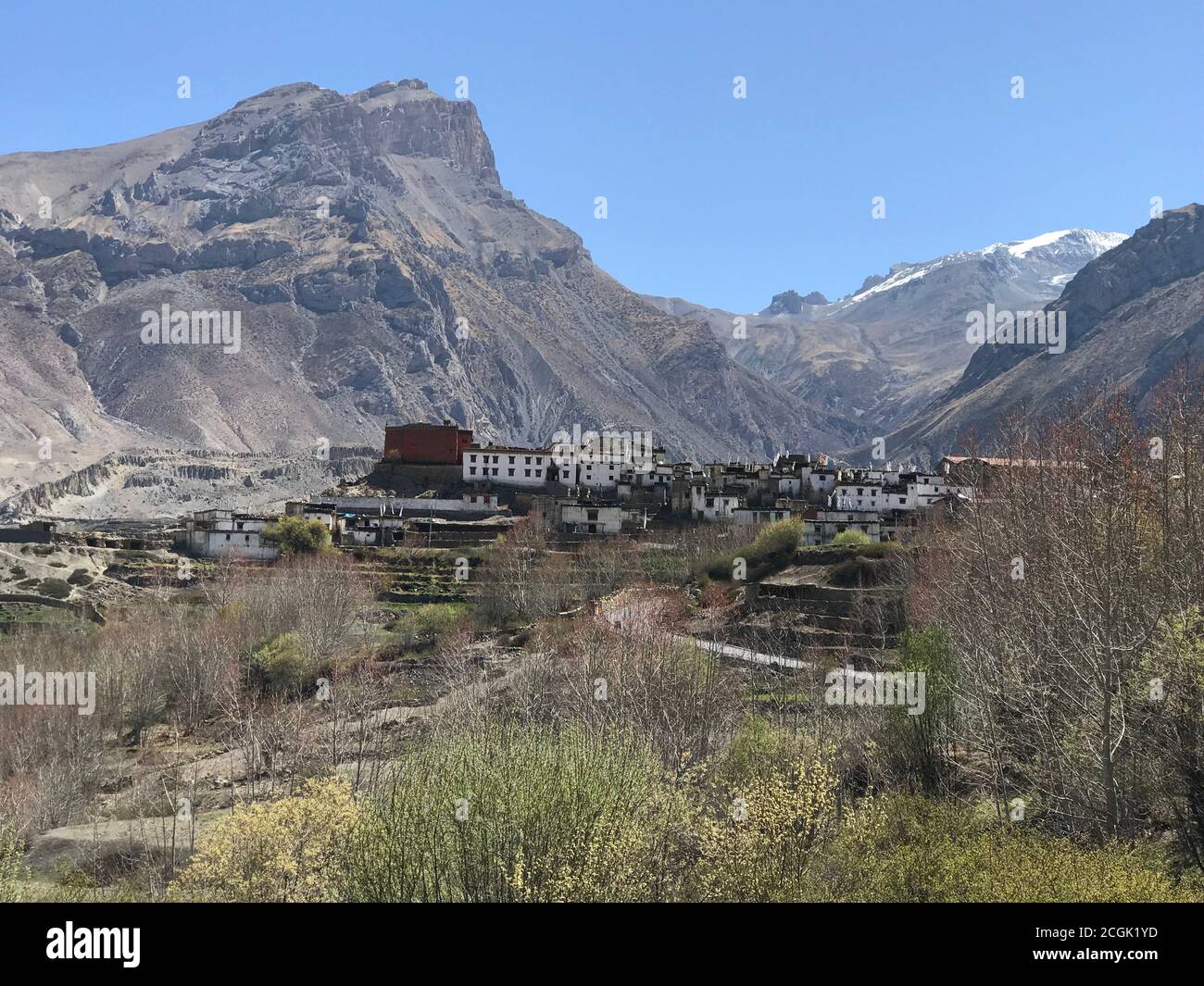 Vecchio villaggio tibetano Jarkot a Mustang, Nepal. Area protetta di Annapurna. Jharkot è un villaggio nel distretto di Mustang, nella zona di Dhaulagiri del Nepal, Asia. Foto Stock