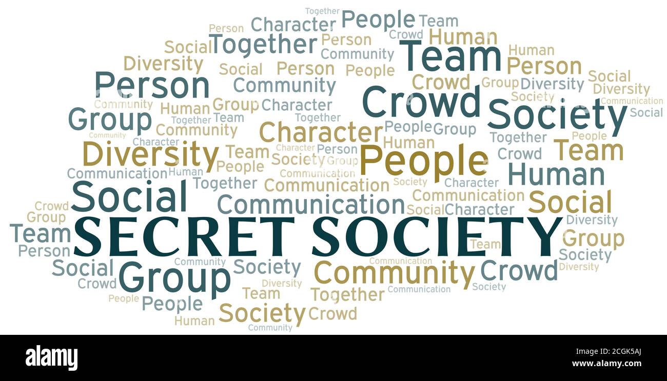 Secret Society word cloud creare solo con il testo. Illustrazione Vettoriale