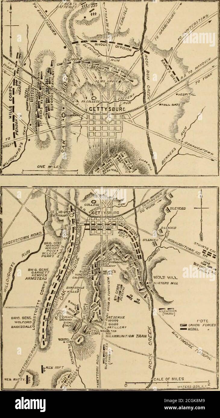 . La storia della guerra civile negli Stati Uniti: La sua causa, origine, progresso e conclusione . lry li ha spinto indietro, e spingendoli dalla strada, thecavalry colonna è andato a Bowling Green, un villaggio quindici miglia a sud-est da Spottsilvania, e sei miglia sotto Guinney; E di là, stillando il nemico davanti a loro, alla stazione di Milford, da cui hanno guidato fuori la guarnigione di Rebel, una parte della divisione Picketts del corpo di Ewells, tappando circa settanta uomini. Il secondo corpo seguì il venerdì sera, e raggiunse e attraversò Mattaponay, al ponte di Milfords, il sabato sera, formando l Foto Stock