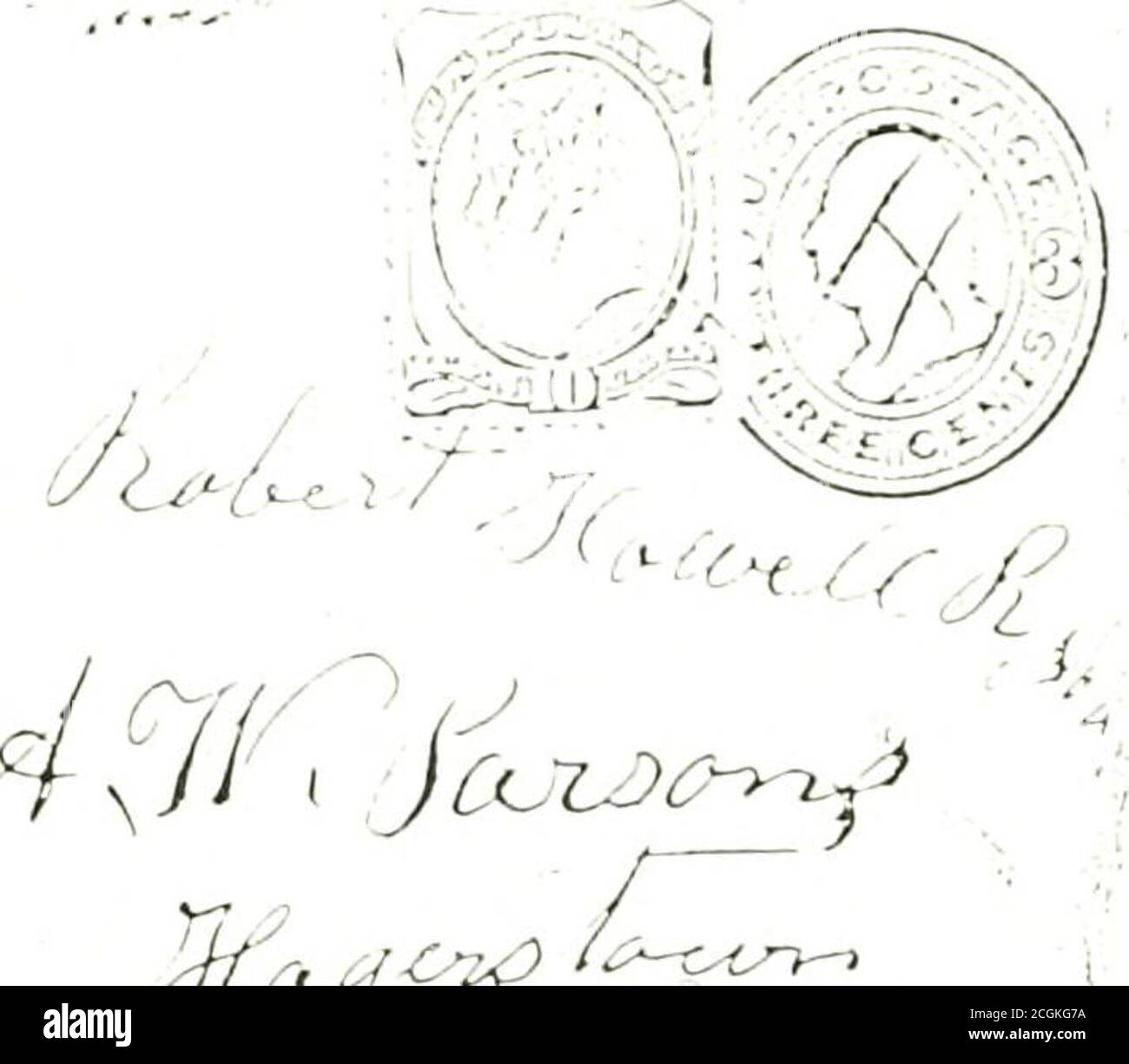 . I documenti della famiglia Parsons, Hagerstown, Indiana, tra cui lettere aziendali di A. W. Parsons e una lettera di guerra civile di George W. Parsons sulla prigione di Andersonville. A !/ C y^^v-:?/^,-c a C-^ JL CyU^) C&gt;. yi^ac^^^ ^- C. ll^J&gt; a^Cl ■ V v&lt; w(: w? /X,c 0.-141 /c^;^C C&gt;/.W y.-Z^^.v.c. L*- ; i 4. &gt;v- /-- C- ^ / f^ &gt;^ Ji^ •/ ;^!ne Cofinty, p Jnsepli G. Lemon. I sceriffo della contea di Waijne^ Jo«e|&gt;h i- .Smith.  , , j Foto Stock