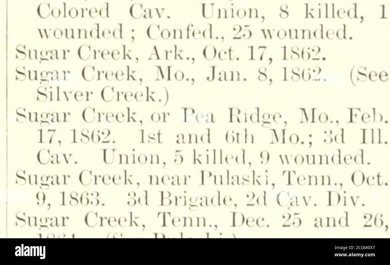 . Manuale della guerra civile e chiave del Grande esercito della repubblica e delle società di famiglia. D 2d corpo, Esercito di Pato-mac ; X (V)rps, Esercito di TiieJames. Unione, 400 uccisi, 1,75.)feriti, 1,400 missim:: Confed.,l.(X)0 woun.LED. Streij, dits Riid da Tuscondia, .la., a Roma, GA., dal 27 aprile al 186 maggio :!{. (Indudinfr skirmishesat DavsGap, aprile :!0, Black Warrior Creek, MAV l, and Blounts Farm, :IAV 2.):MOhio; 51st and 7;!d Ind; SOth111. ^montato INF.; due compagni 1st Ala. Unione, 12 uccisi, 6!) ( wounded, 1,4()() missin<j; and cap-tured.! St. Stephens, S. C., :Iarch 1, 1865.Stumjito Foto Stock