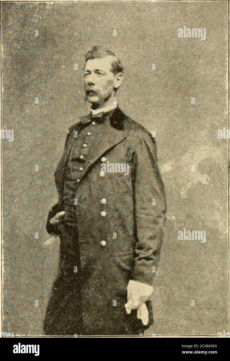 . Storia della ventitreesima fanteria volontaria della Pennsylvania, Birneys Zouaves : tre mesi e tre anni di servizio, Guerra civile .. . Ly postato in un frutteto di pesca sul retro e tra la batteria e Palmer. A destra di Palmer c'era un campo di avena, inclinato verso la parte anteriore e costeggiato a destra da una palude aggrovigliata e da una riva boscosa. Questo era il mio diritto ed era detenuto dal generale Howe. Nel corso della mattina fu riimposto da parte del comando di Abercrombies, e l'equilibrio occupò il terreno con Palmer. La mia artiglieriaessendo diversi chilometri alla parte posteriore. Il generale Heintzelman mi ha mandato una batteria per il mio carro Foto Stock