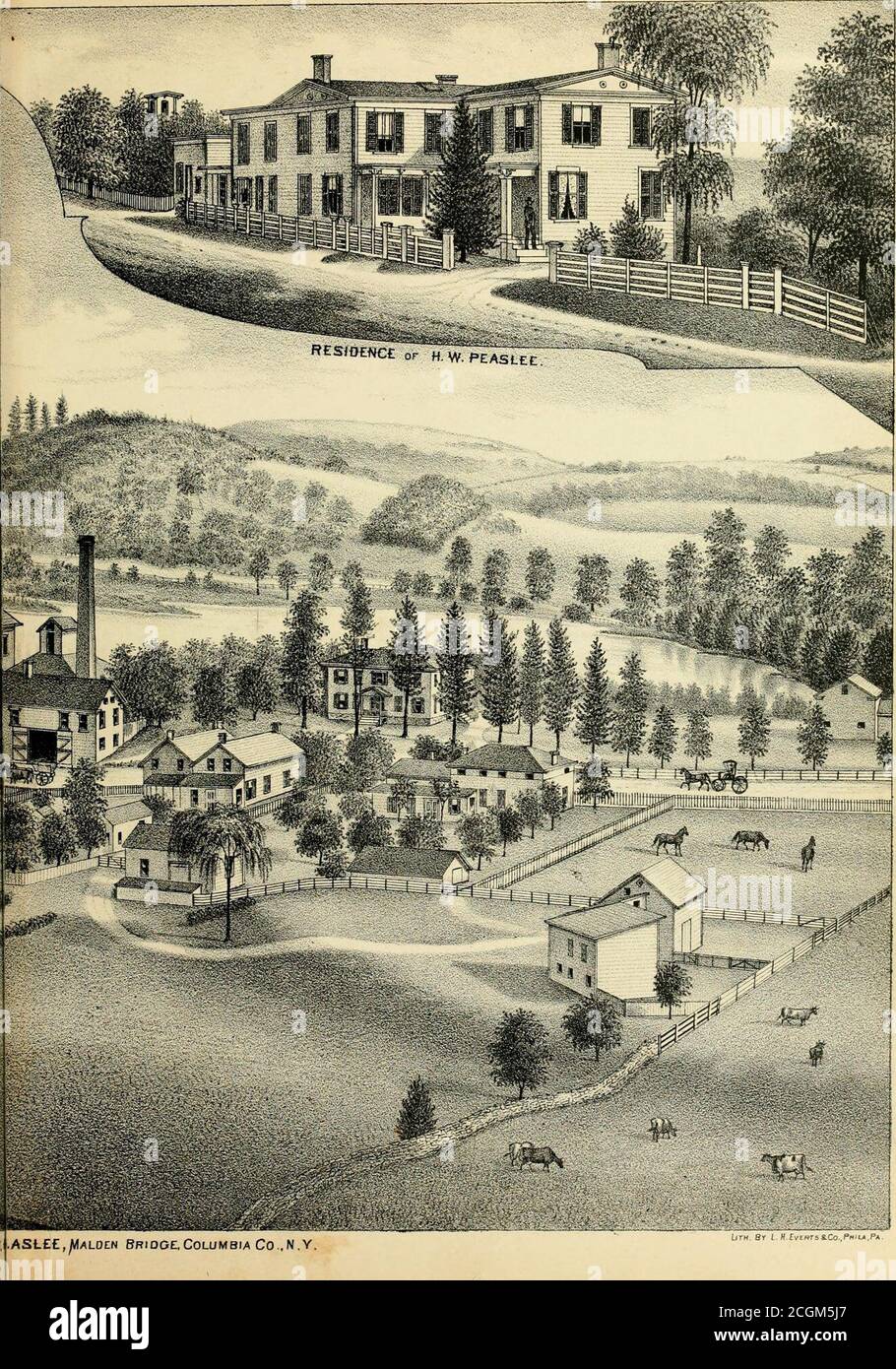 . Storia della Columbia County, New York. Con illustrazioni e schizzi biografici di alcuni dei suoi uomini e pionieri di spicco . IASL££,^AL0EN Bridge, CoLUMBr/v Co., N.Y, STORIA DELLA COLUMBIA COUNTY, NEW YORK. 291 CHATHAM VILLAGGIO. Il fiorente villaggio di Tliis Incorporated si trova sulla riva sud del torrente Steeny, un po' ad ovest del centro del lino meridionale, e in parte nella città di Gand. Dista sedici miglia da Hudson e ventisette miglia da Albany. La posizione è molto bella, essendo ondry, terreno sopraelevato, garantendo un buon drenaggio naturale e l'halthfulness del posto ad a Foto Stock