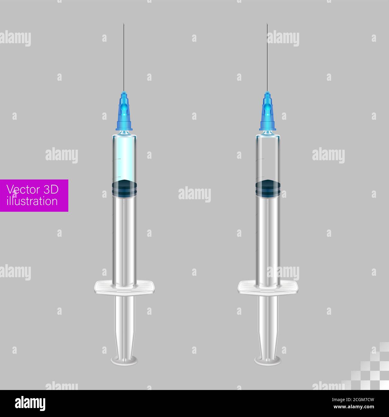 covid 19 siringa per vaccinazione iniezione ago vettore grafico fotorealistico art Foto Stock