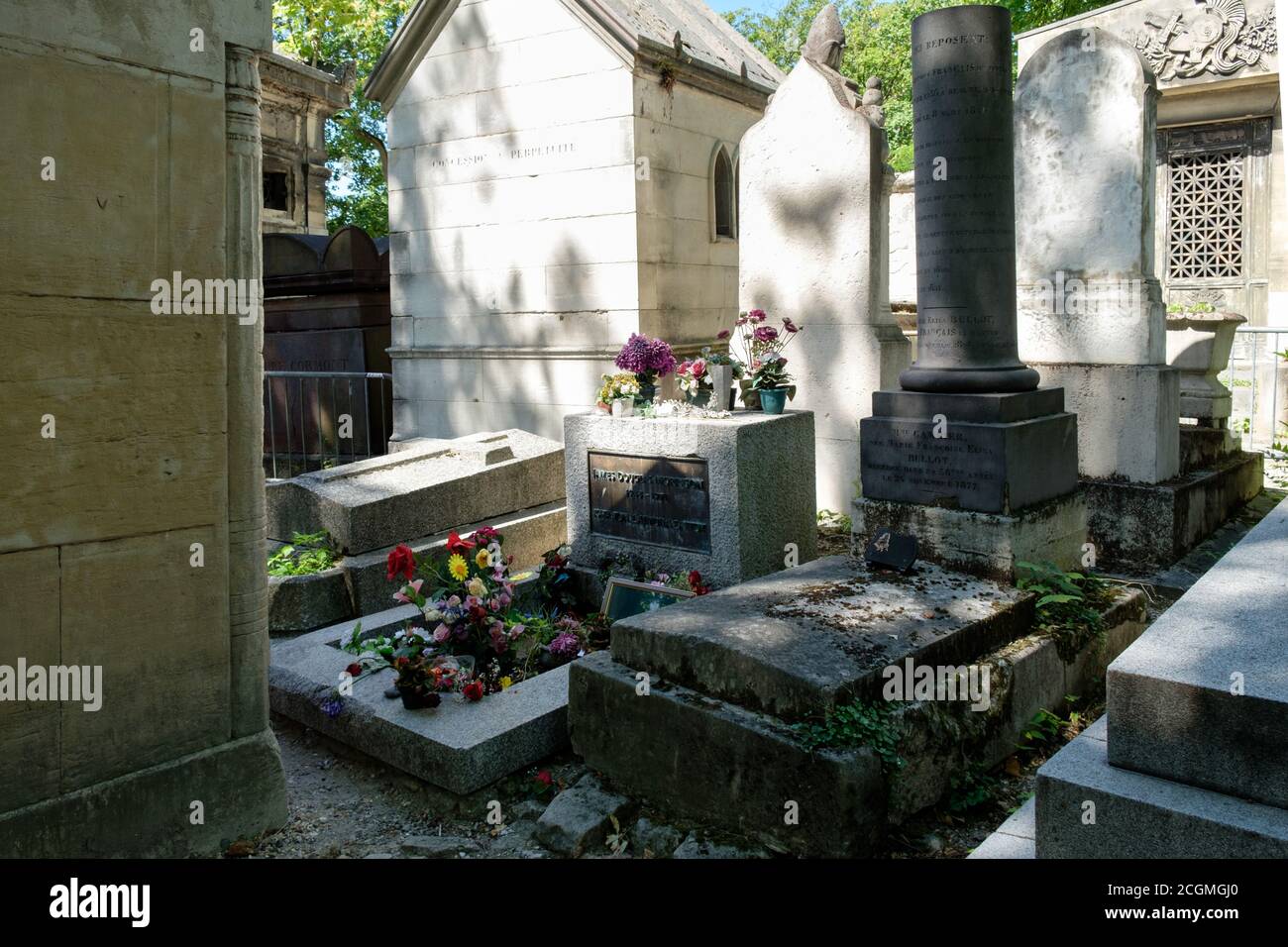 La tomba di Jim Morrison al cimitero di Pere Lachaise A Parigi Foto Stock