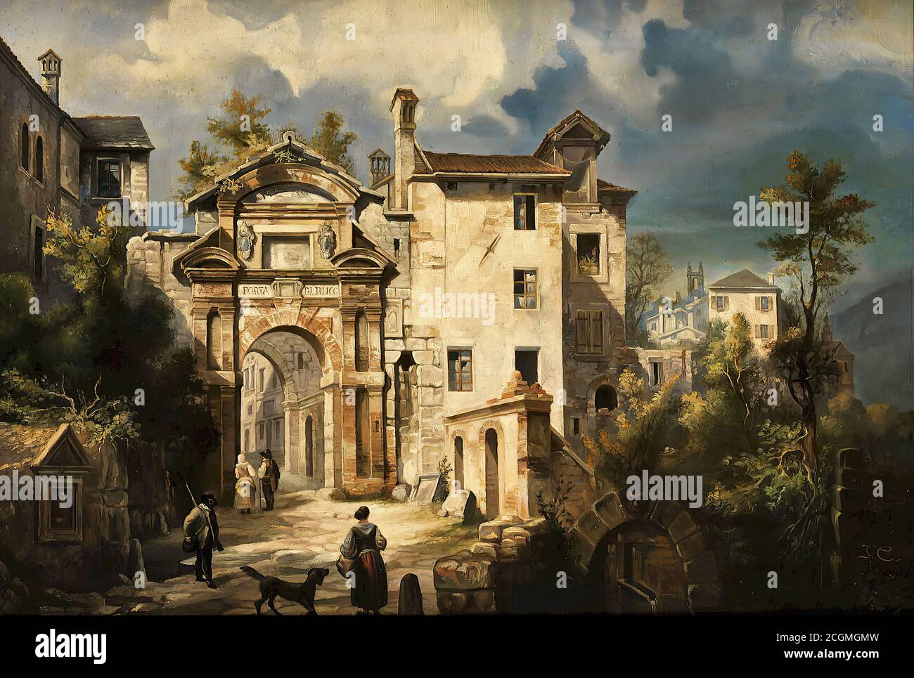 Carabain Jacques Francois - Vor Einem Stadtportal in Italien - Scuola Belga - 19 ° secolo Foto Stock