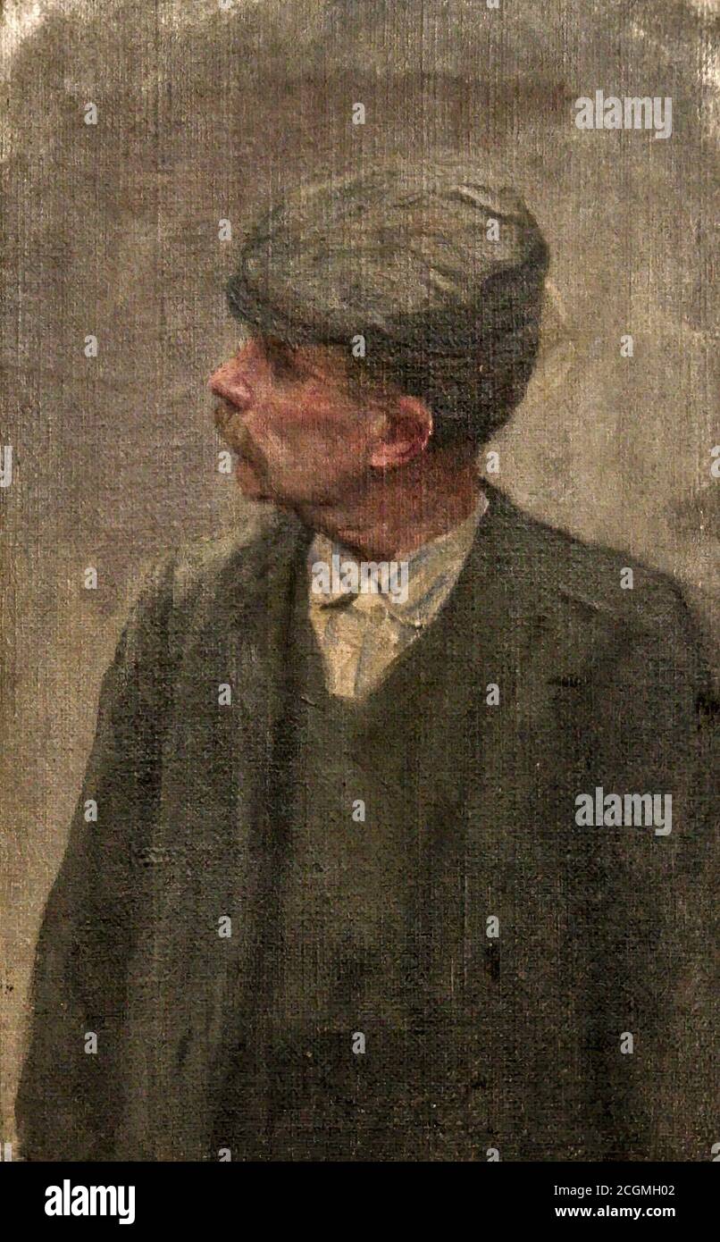 Cogghe Remy - Homo a MI-Corps avec Casquette (Etude) - Scuola Belga - 19 ° secolo Foto Stock