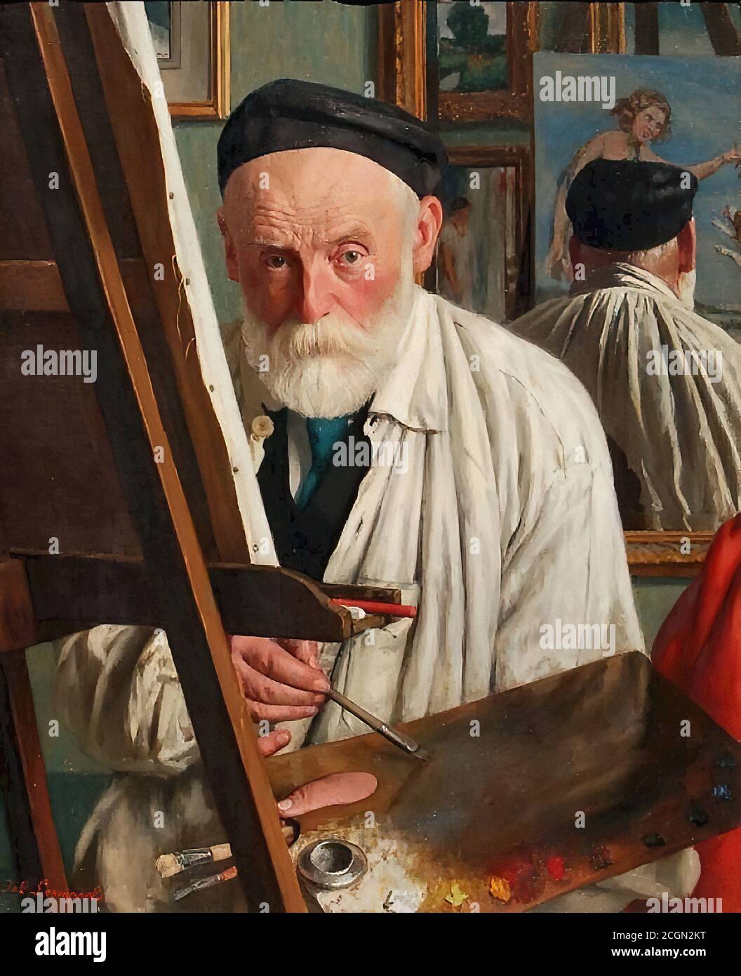 Leempoels Jef - un Confrater al lavoro - Scuola Belga - 19 ° secolo Foto Stock