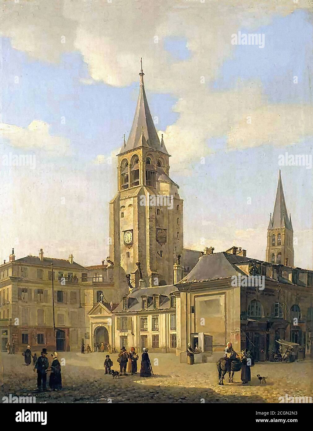 Vervloet Frans - le Parvis de l'église De Saint-Germain-des-Prés - Scuola Belga - 19 ° secolo Foto Stock