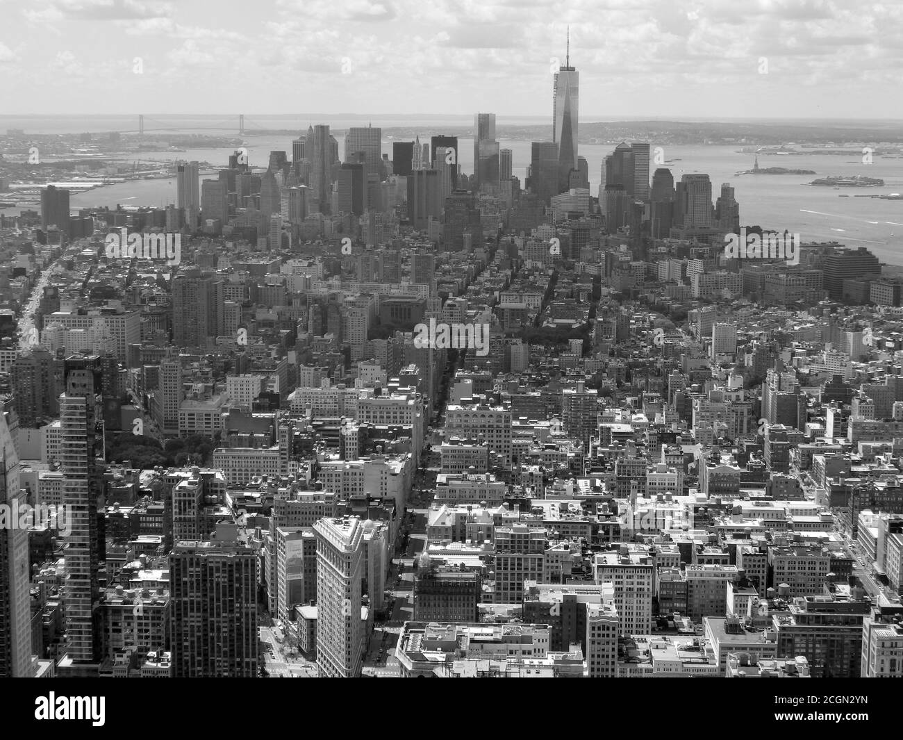 La vista dall'Empire state Building, guardando verso One World Trade Center, New York City, Stati Uniti Foto Stock
