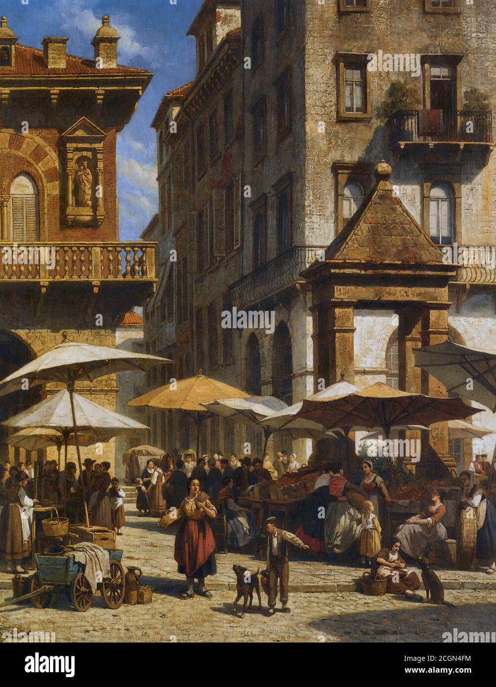 Carabain Jacques Francois - Piazza delle Erbe Verona 2 - Scuola Belga - 19 ° secolo Foto Stock