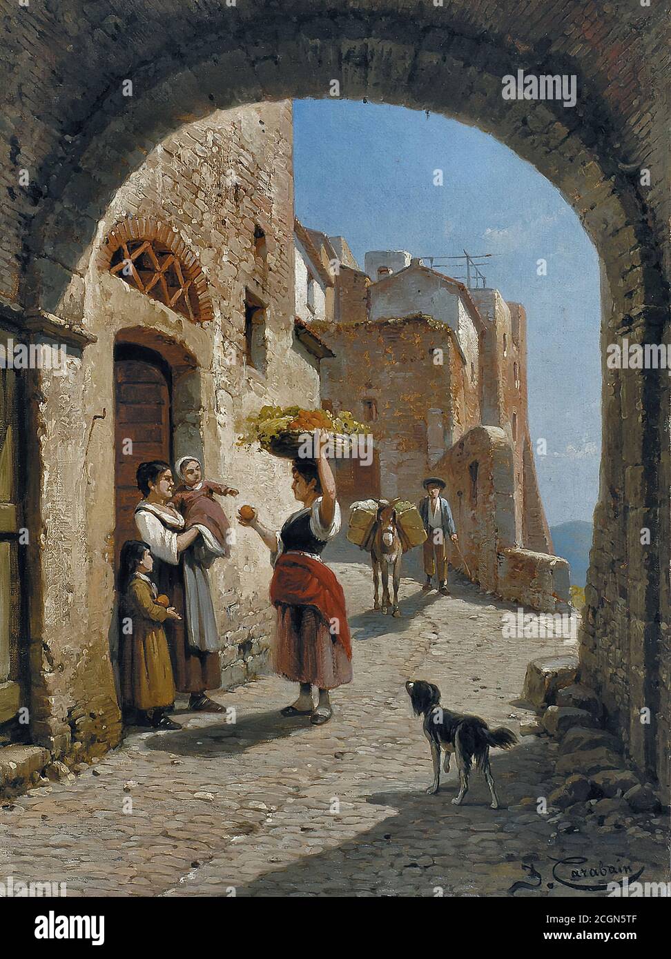 Carabain Jacques Francois - Ruelle a San Remo - Belga Scuola - 19 ° secolo Foto Stock