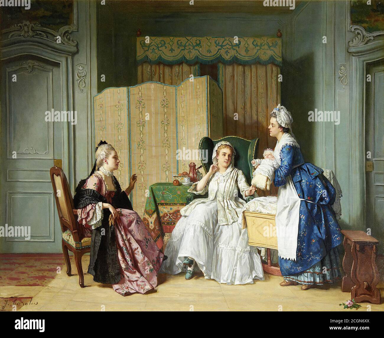 Carolus Jean - un nuovo arrivo - Scuola Belga - 19 ° secolo Foto Stock