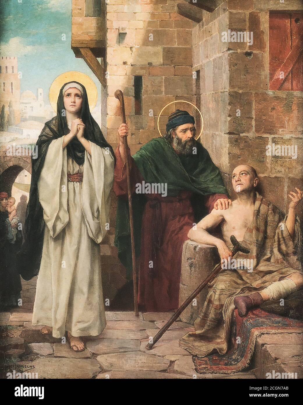 Janssens Jozef - De Zeven Smarten Van Maria - 3 Maria Heeft Jezus Verloren - Scuola Belga - 19 ° secolo Foto Stock
