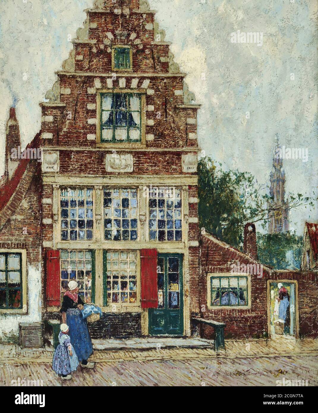 Cassiers Henry - Geanimeerd Straatje te Veere - Scuola Belga - 19 ° secolo Foto Stock