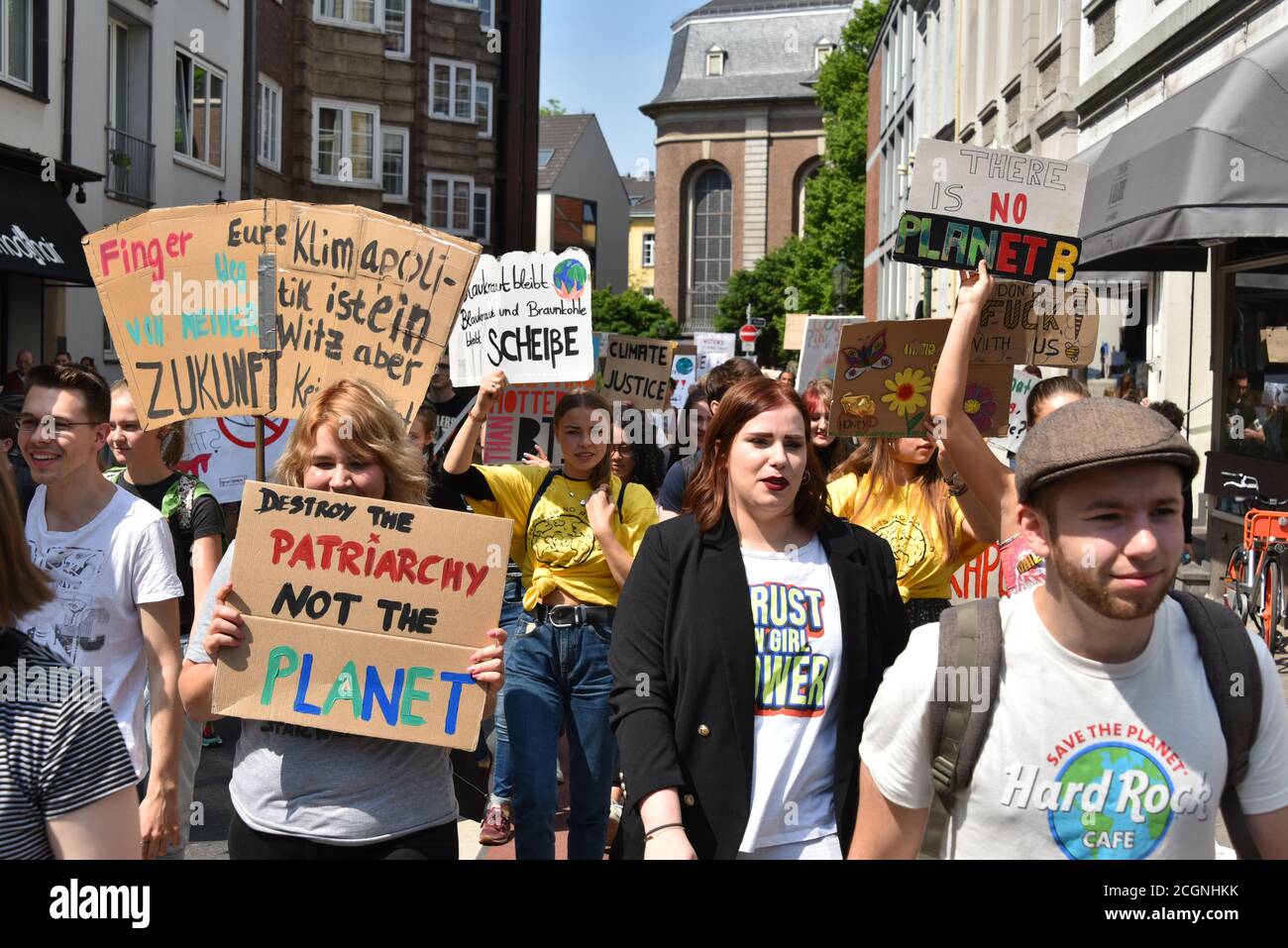 Global Climate March / Climate Strike / protesta a Duesseldorf, Germania Foto Stock