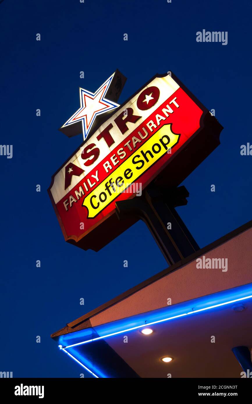 Insegna Astro Classic American Coffee Shop Foto Stock