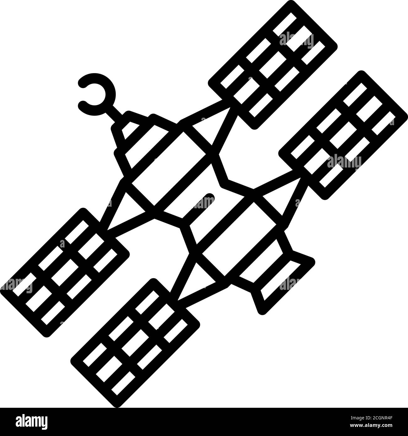 Icona dell'antenna della stazione spaziale, stile profilo Illustrazione Vettoriale
