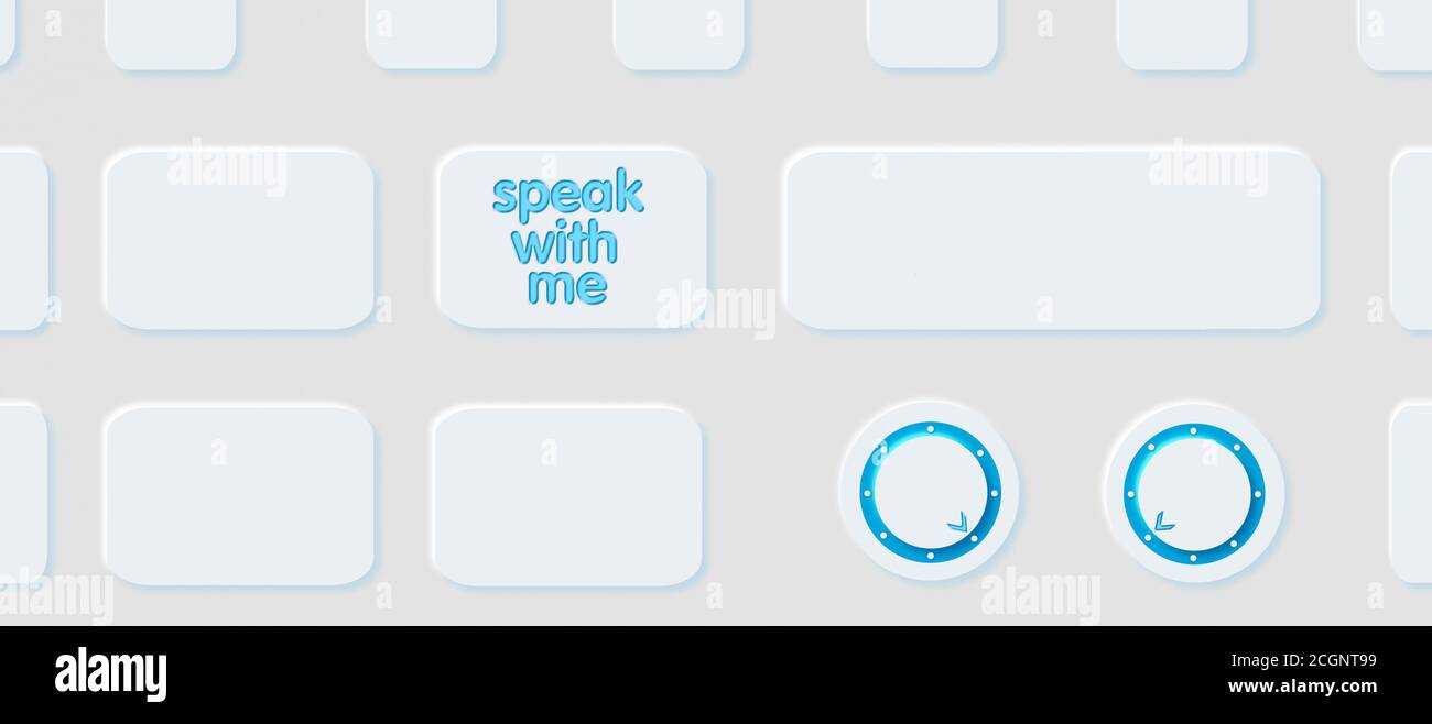 Una tastiera nel nuovo design neumorfismo aspetto ha un tasto etichettato. Sulla chiave è il testo inglese parla con me. L'immagine concettuale riguarda le persone sole. Foto Stock