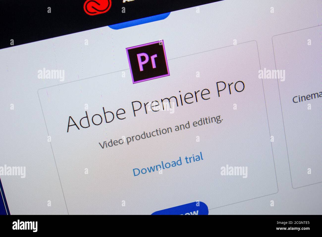 Ryazan, Russia - 11 luglio 2018: Adobe Premiere Pro, il logo del software sul sito ufficiale di Adobe Foto Stock