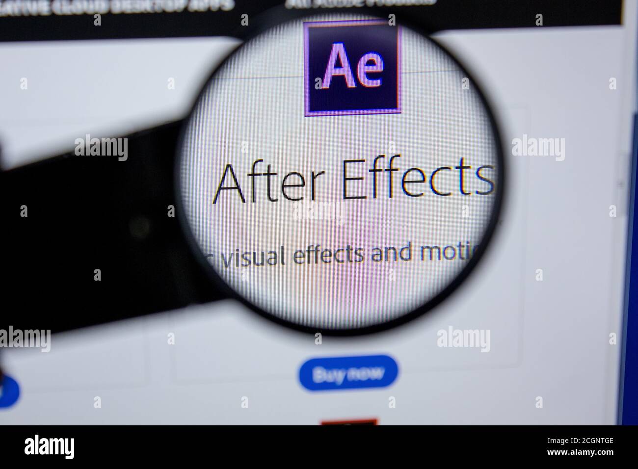 Ryazan, Russia - 11 luglio 2018: Adobe After Effects, il logo del software sul sito ufficiale di Adobe Foto Stock