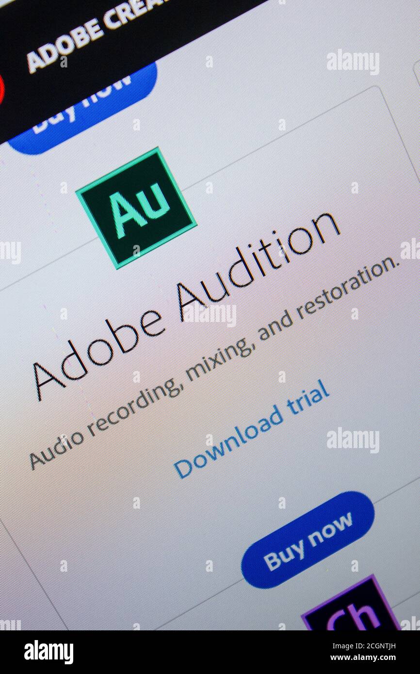 Ryazan, Russia - 11 luglio 2018: Adobe Audition, il logo del software sul sito ufficiale di Adobe Foto Stock