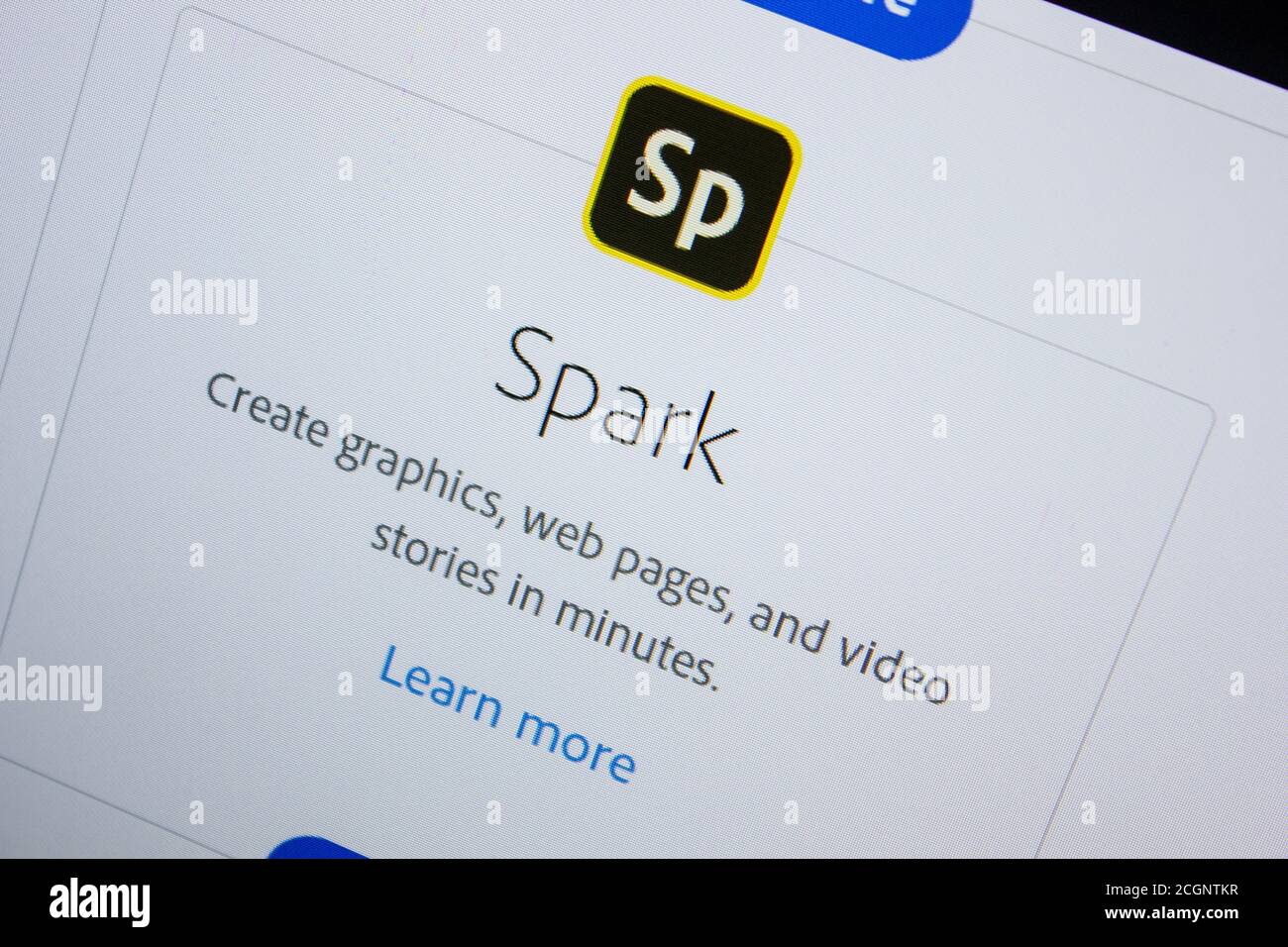 Ryazan, Russia - 11 luglio 2018: Adobe Spark, il logo del software sul sito ufficiale di Adobe Foto Stock