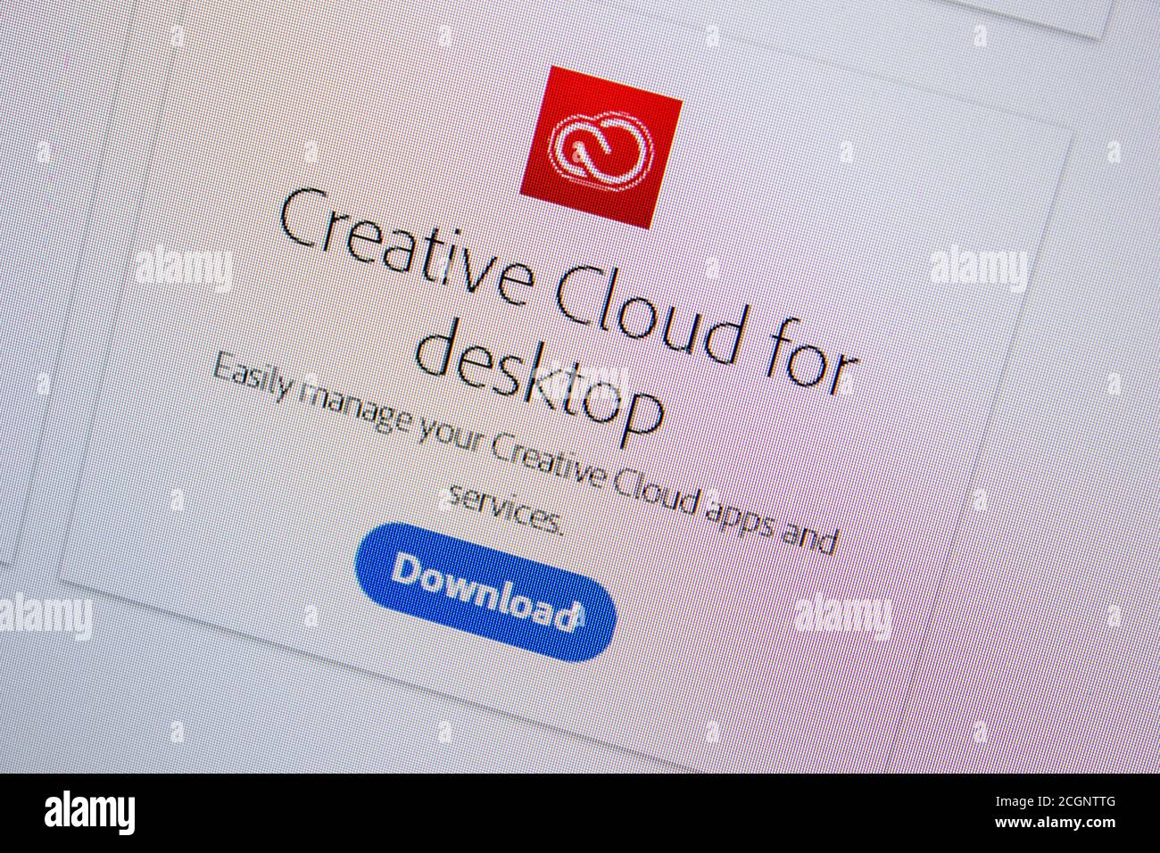 Ryazan, Russia - 11 luglio 2018: Adobe Creative Cloud per desktop, il logo del software sul sito ufficiale di Adobe Foto Stock