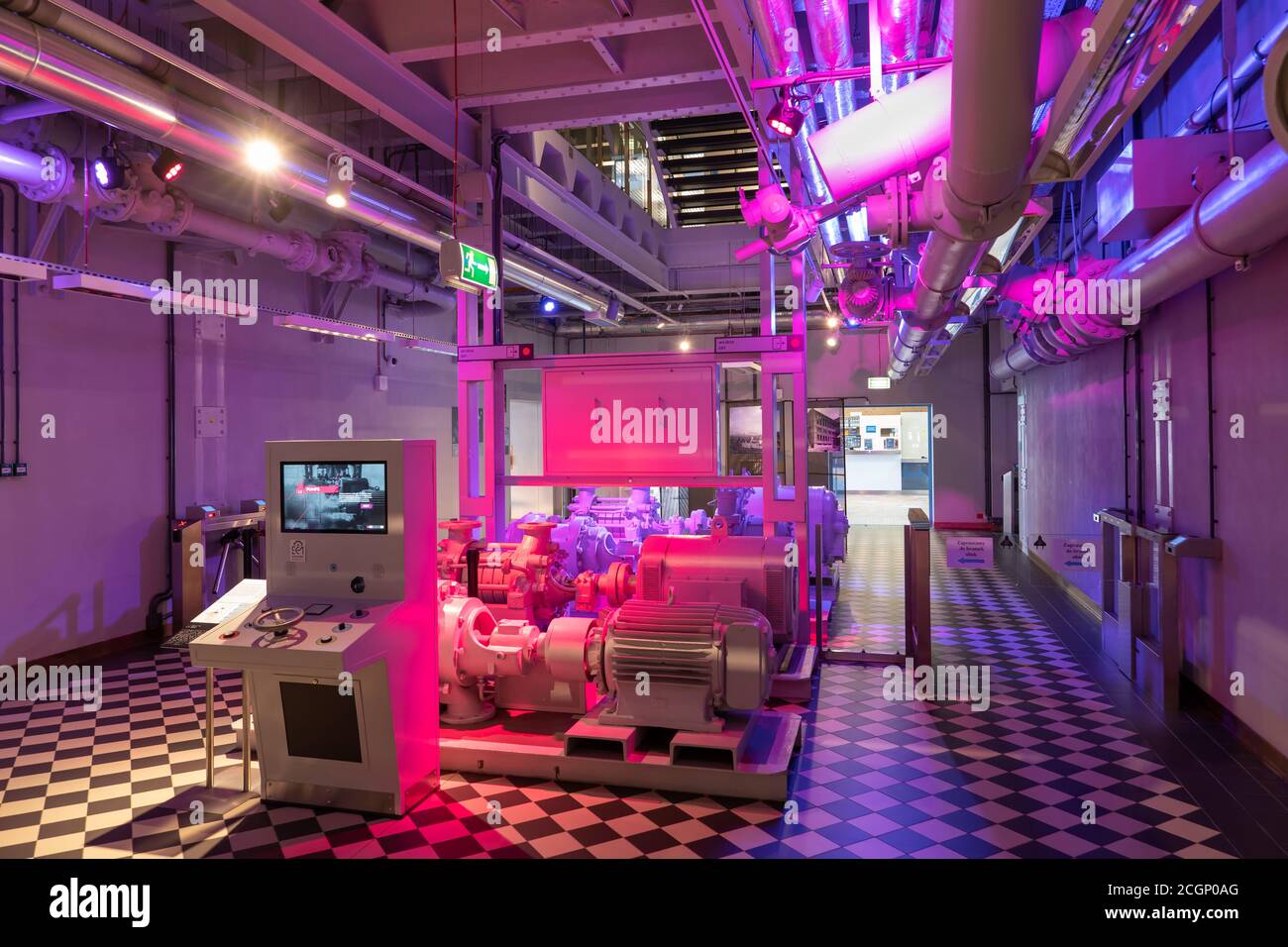 Il Centro per la Scienza e la tecnologia EC1 interni nella città di Lodz in Polonia, ristrutturato edificio storico centrale elettrica Foto Stock