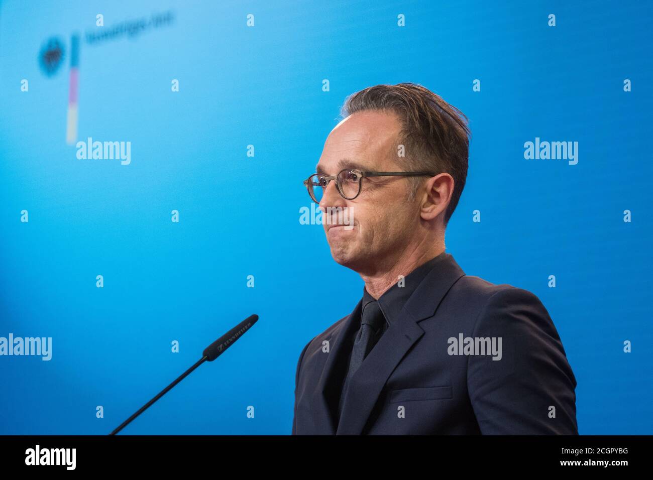 Berlino, Germania. 02 settembre 2020. Heiko Maas, ministro degli Affari esteri tedesco, interviene presso l'Ufficio federale degli affari esteri. Credit: Stefanie Loos/AFP Pool/dpa/Alamy Live News Foto Stock